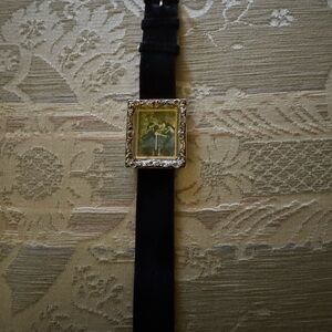 Black Velvet Watch with Silver Frame